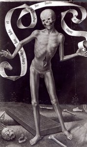 Tod, linkes Seitenpanel des Triptychons der irdischen Eitelkeit und göttlichen Erlösung, ca. 1485 von Hans Memling